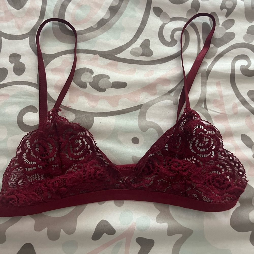 Maroon lace bra